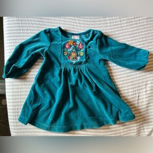 Hanna Andersson Teal Embroidered Dress